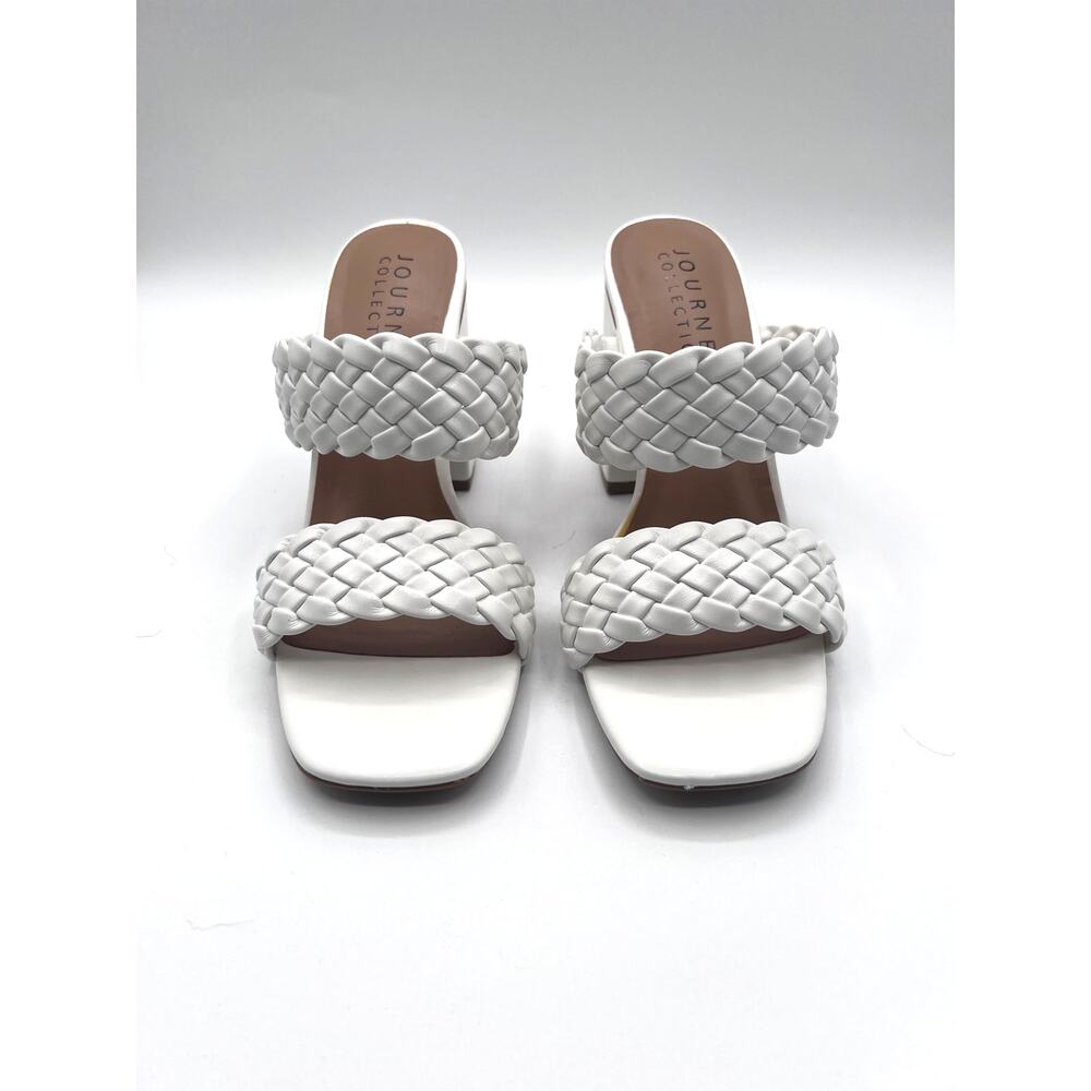 Journee Collection White Braided Chunky Heel Sandals - Picture 3 of 12